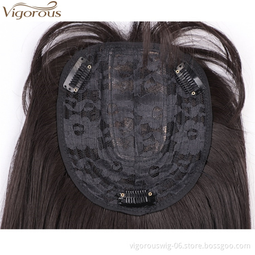 Vigorous Long Wavy Synthetic Middle Part Clip in Hair Topper New Style Hairpiece with Air Bangs for Black Women Hair Extension